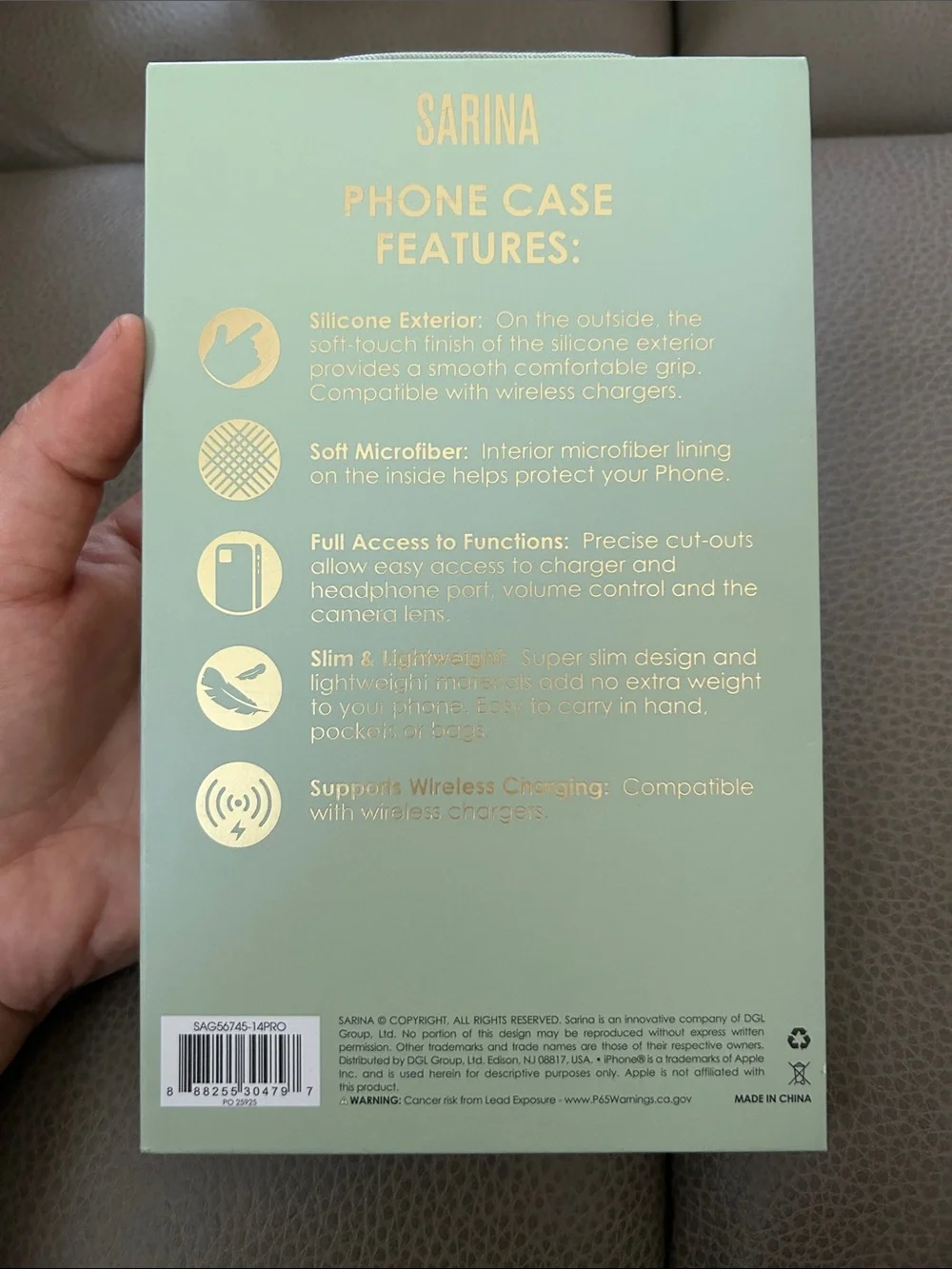 Sarina Soft Touch Sage Green iPhone 14 Pro Case